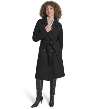 DKNY Wrap Overcoat - Black