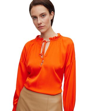 BOSS Baratina Blouse, Drawstring Neckline - Orange