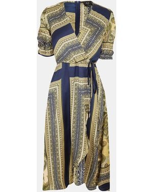 AX Paris Khaki Scarf Print Wrap Midi Dress - Green