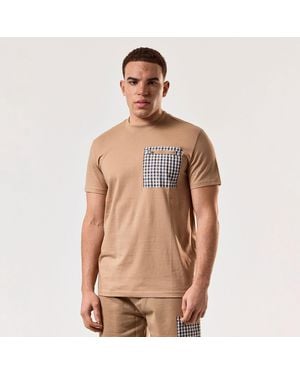 Weekend Offender Gorman House Check Pocket T-Shirt - Natural