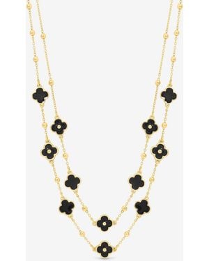 Mood Jet Clover Multi Row Necklace - Metallic