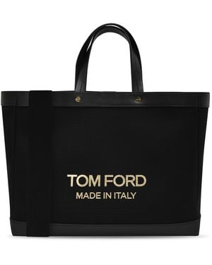 Tom Ford Small Canvas Shopper - Black