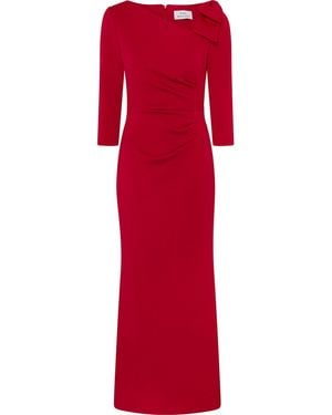 Gina Bacconi Thia One Shoulder Bow Detail Maxi Dress - Red