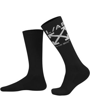 L/AB Off White Arrow Mid-Calf Cotton Crew Socks - Black