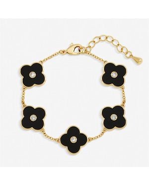 Jon Richard Plated And Jet Polished Clover Bracelet - Black