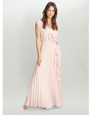 Gina Bacconi Caprice Maxi Dress With Frill Detail - Pink