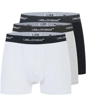 L/AB Off White 3" No-Fly Cotton Boxer Brief - Blue