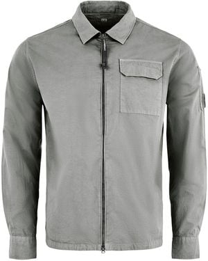 C.P. Company Gabardine Lens Cotton Long Sleeve Overshirt - Grey