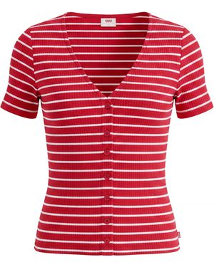Levi's Short Sleeve Striped T-Shirt - Red