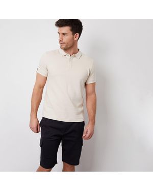 Threadbare Ottoman Rib Textured Cotton Polo Shirt - White