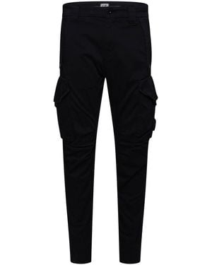 C.P. Company Sateen Stretch Cargo Lens Trousers - Black