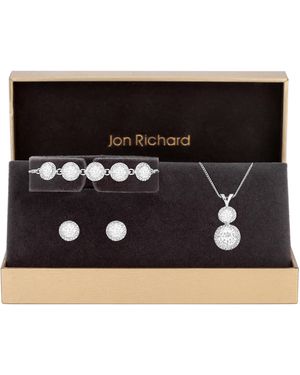 Jon Richard Plated Crystal Halo Trio Set - Black