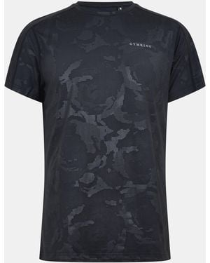 Gym King Gymki Debossed Camo Short Sleeve Performance Gym Top - Black