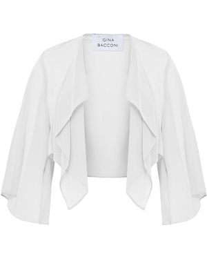 Gina Bacconi Vivian Chiffon 3/4 Sleeve Waterfall Jacket - White