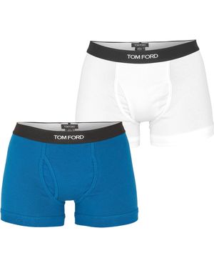 Tom Ford Plain Cotton Boxer Briefs, 2-Pack - Blue