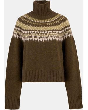Barbour Lorrie Fair Isle Roll-Neck Jumper - Green