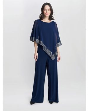 Gina Bacconi Eve Asymmetrical Cape Jumpsuit - Blue