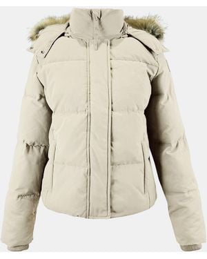 Jack Wills Riley Wind Resistant Detachable Hood Short Puffer Jacket - Natural