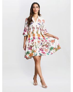 Gina Bacconi Mia Short Floral Shirt Dress - White