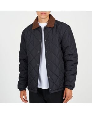Brave Soul Quilted Coach Jacket With Contrast Collar - Black