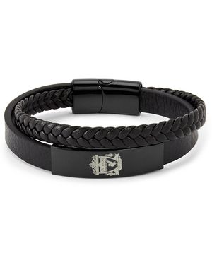 Team Officially Licensed Stainless Steel And Leather Ip Bracelet - Black