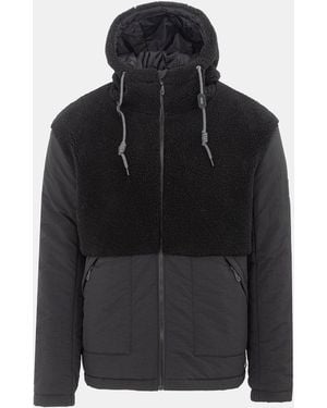 SoulCal & Co California Soul Sherpa Hooded Long Sleeve Hybrid Jacket - Black