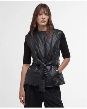 Barbour Rosa Faux Leather Quilted Belted Gilet - Black