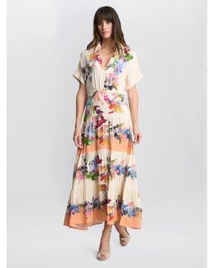 Gina Bacconi Sarah Floral Print Shirt Dress - White