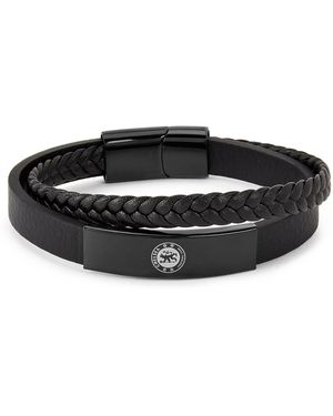 Team Officially Licensed Stainless Steel And Leather Ip Bracelet - Black
