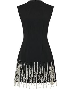 Odd Muse Sleeveless Pearl Drop Mini Dress - Black