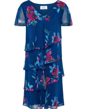 Gina Bacconi Talie Tiered Floral Chiffon Dress - Blue