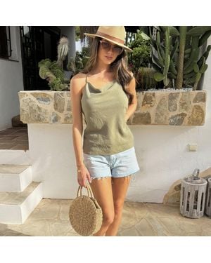 AX Paris Strappy Cowl Neck Twist Back Cami Top - Green