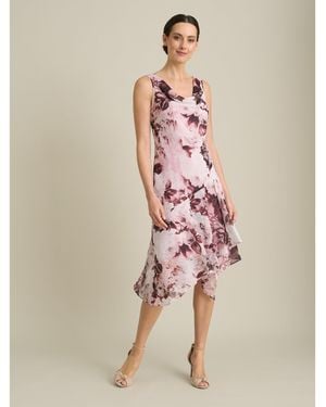 Gina Bacconi Adriana Floral Midi Dress - Purple
