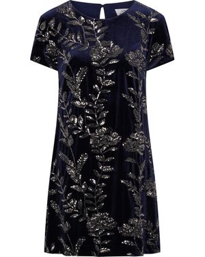 Gina Bacconi Cleopatra Embroidered Velvet Dress - Black