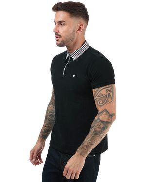 Weekend Offender Nicks Check Collar Polo Shirt - Black