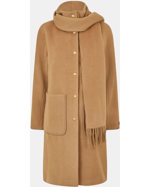 Donna Karan Dkaran Scarf Draped Overcoat - Brown