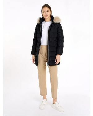 Tommy Hilfiger Tyra Water Resistant Duck Down Thigh Length Short Puffer Jacket - Black