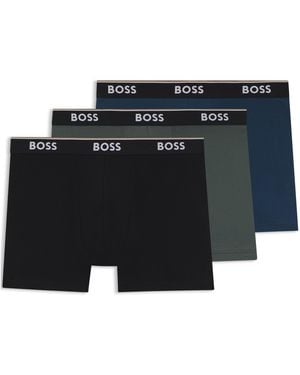 BOSS Bodywear 3 Pack Boxer Briefs With Logo Detail - Black