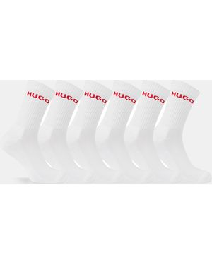 HUGO Ribbed Logo 6-Pack Crew Socks - Multicolour