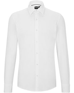 BOSS P Hank Kent Long Sleeve Oxford Shirt - White