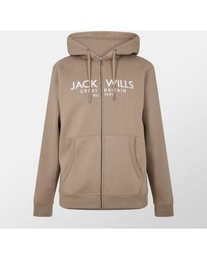 Jack Wills Pinebrook Graphic Zip Hoodie - Natural