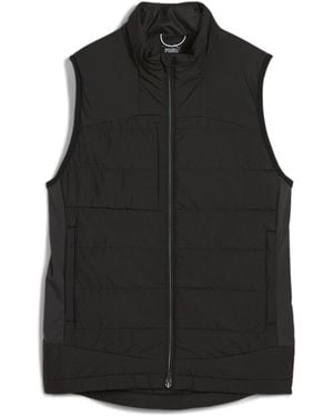 PUMA Kyley Quilted Long Sleeve Performance Polo Shirt - Black