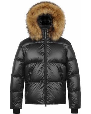 ARCTIC ARMY Puffer Og Hooded Long Sleeve Short Puffer Jacket - Black