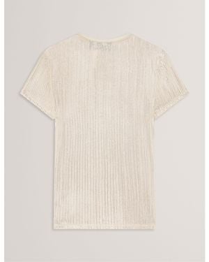 Ted Baker Metallic Slim Fit T-Shirt - Natural