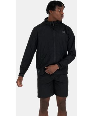 PEACEFUL HOOLIGAN Cannon Water Resistant Full Zip Rain Anorak - Black