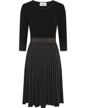 Gina Bacconi Apple Pleated Midi Dress - Black
