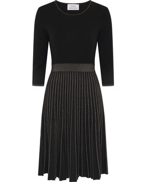 Gina Bacconi Apple Pleated Midi Dress - Black