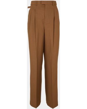 Ami Paris High Waisted Wide Leg Trousers - Brown