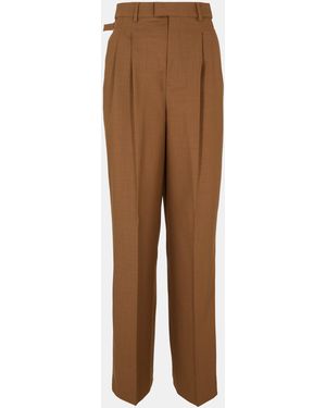 Ami Paris High Waisted Wide Leg Trousers - Brown