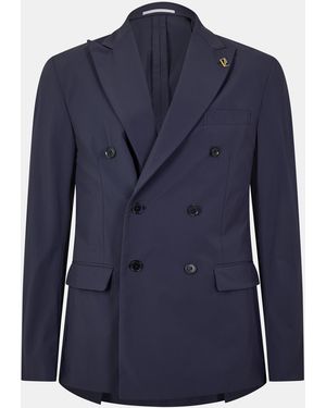 Pal Zileri Double Breasted Tech Blazer - Blue